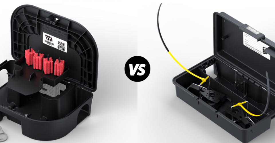 Rodent bait station vs rodent snap trap station